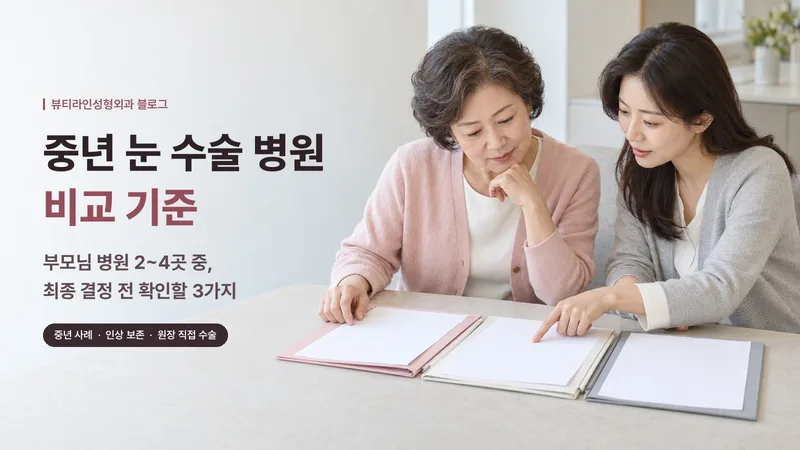 중년 눈 수술 병원 비교 기준, 부모님 병원 2~4곳 중 최종 결정 전 확인할 3가지