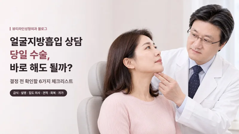 얼굴지방흡입 상담 당일 수술, 바로 해도 될까? 결정 전 확인할 6가지 체크리스트